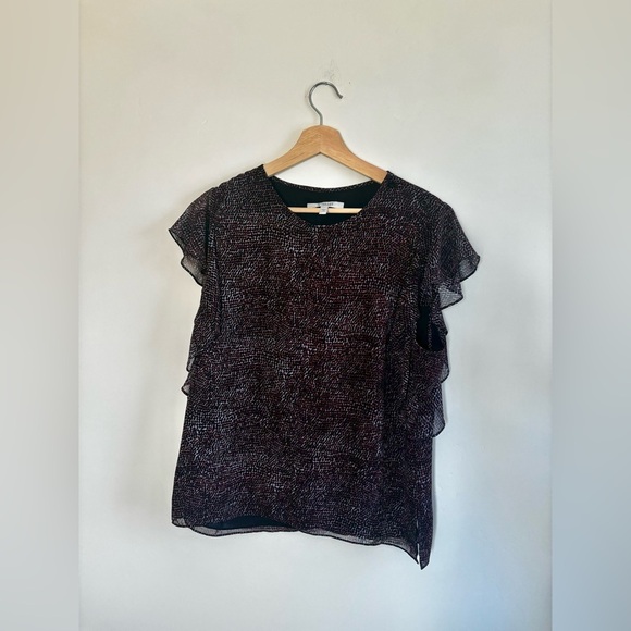 DEREK LAM 10 Crosby | short sleeve blouse with flutter sleeve | size 12 - Picture 1 of 4